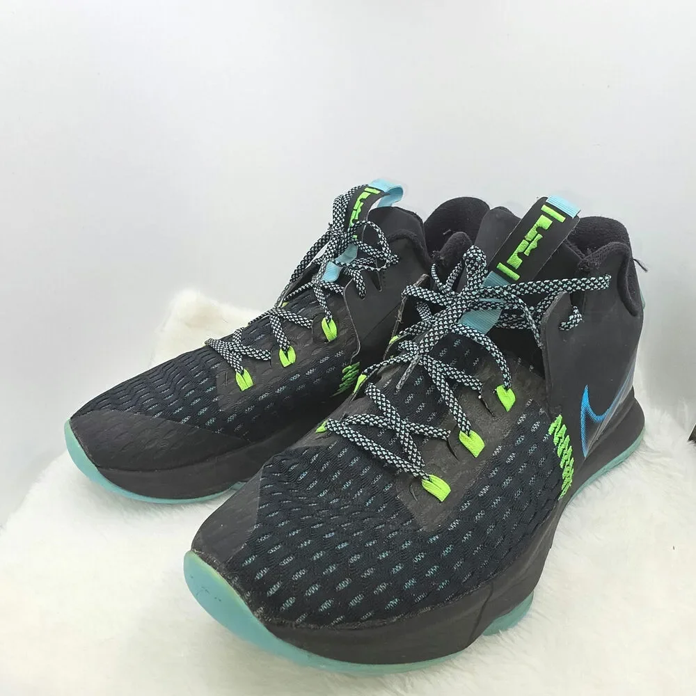 NIKE Lebron Witness 5  Athletic Shoes Black/Lagoon Pulse Green Colorway Men 11.5